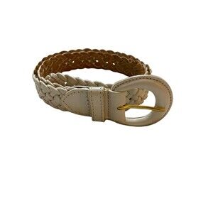 Field Manor Braided Leather Belt Size M White Vintage